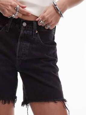 Dynamite Jort High Waist Black Frayed Hem Jean Shorts